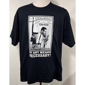 Adult 2XL Malcolm X T Shirt Black By Any Means Necessary Front Back Image